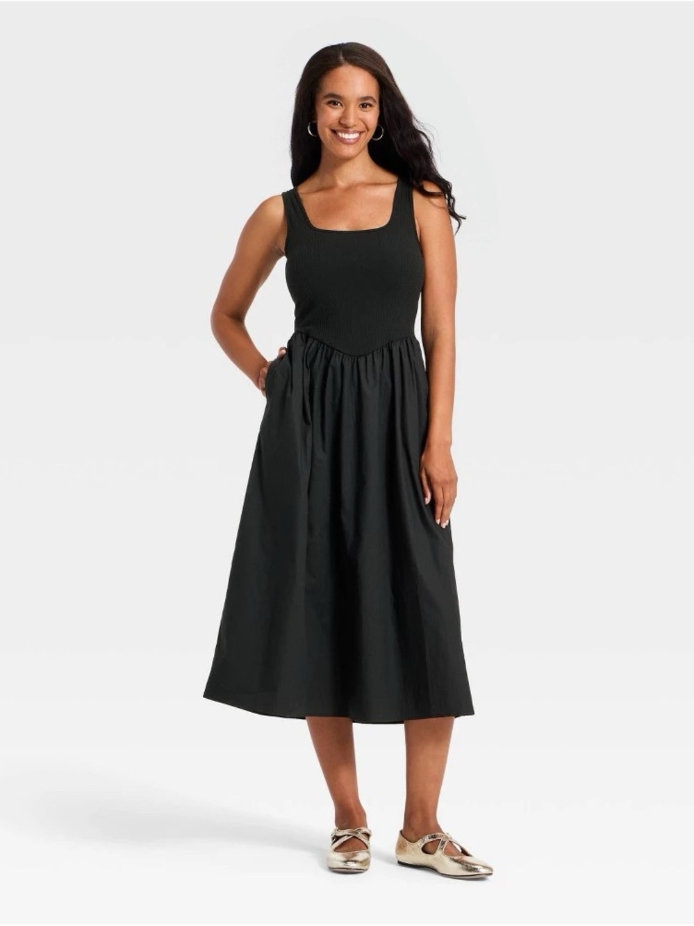 a new day Black Sleeveless Square-Neck Maxi Dress b155s